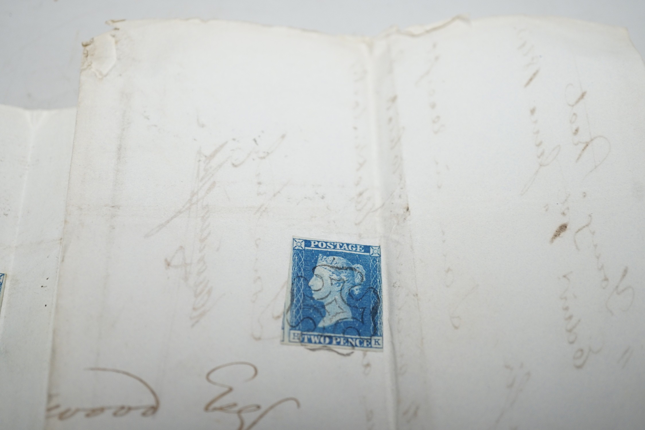Stamps: Twopenny blues - covers (3) and loose (15) including pairs